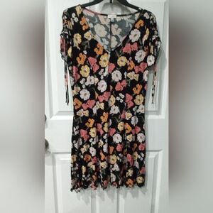 Love, Fire Black Top with Floral Accents